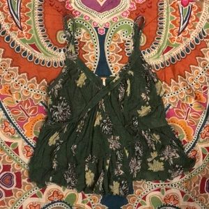 Free People Green Floral Tank Top